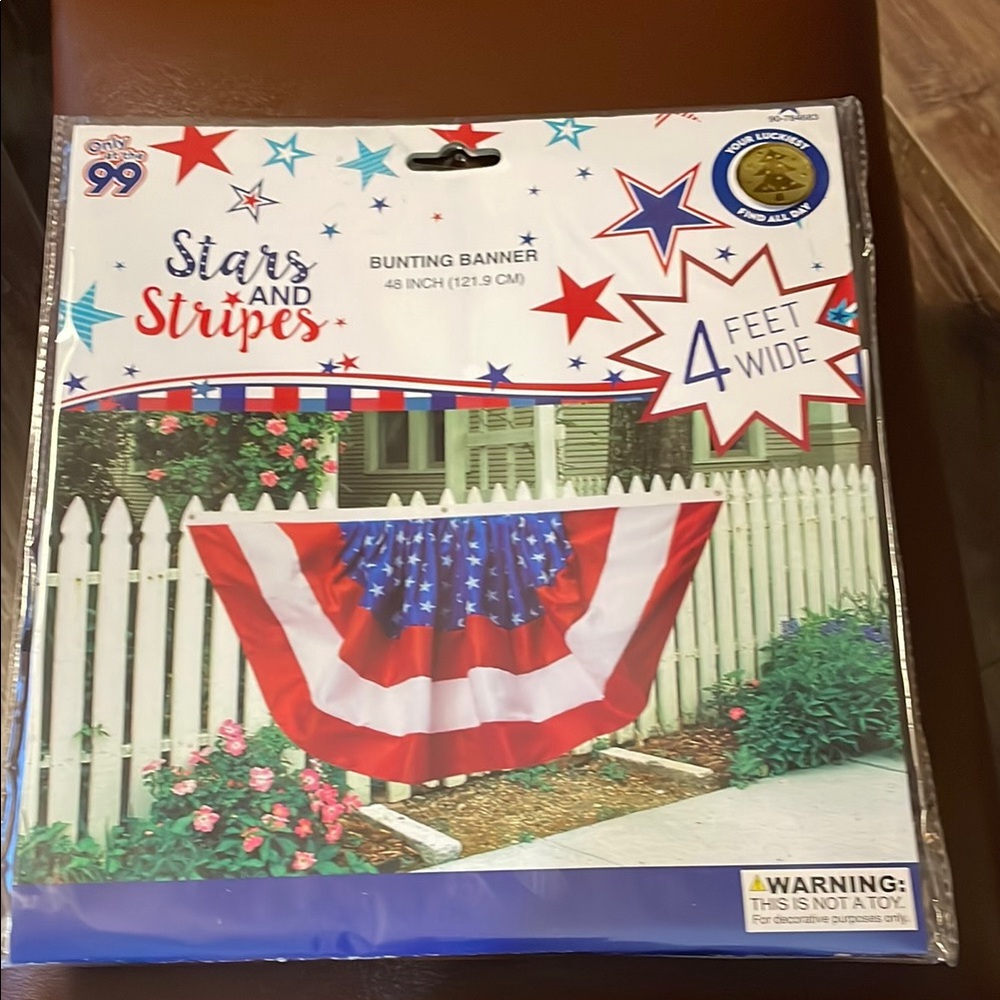 Bunting Banner - Red, White, and Blue 48”